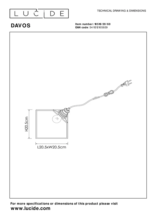 Lucide DAVOS - Lampe de table - 1xE27 - Transparent - technique